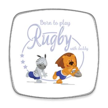 born to play rugby - Magnet carré - blanc - Devant