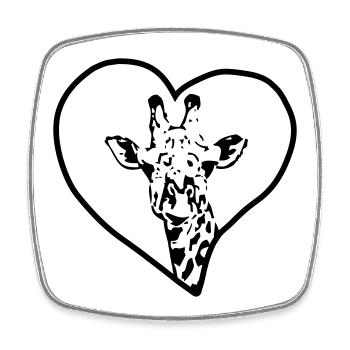 Girafe & Coeur - Magnet carré - blanc - Devant