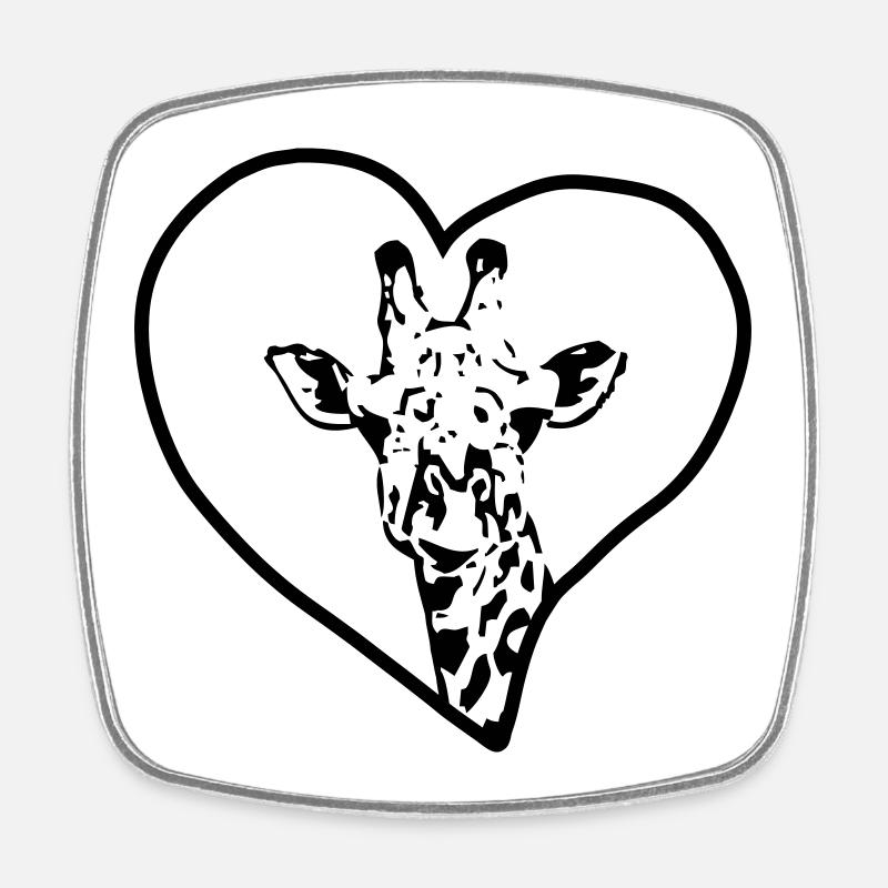Girafe & Coeur - Magnet carré - blanc
