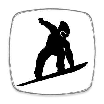 Snowboarder Silhouette - Viereckiger Kühlschrankmagnet - Weiß - Vorne