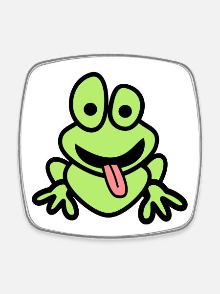 Frog with tongue - Square fridge magnet - white