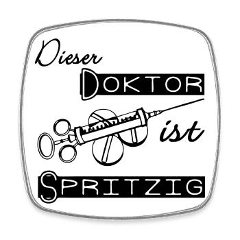 Doktor Spritzig Geschenk - Viereckiger Kühlschrankmagnet - Weiß - Vorne