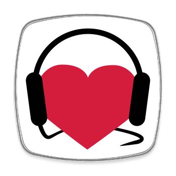 Musiclover | Herz | Heart | Kopfhörer | Musik | - Magnet carré - blanc - Devant
