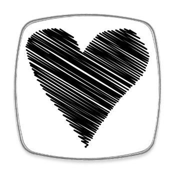 heart scribble drawing minimal love love lines - Square fridge magnet - white - Front
