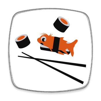 sushi - Magnet carré - blanc - Devant