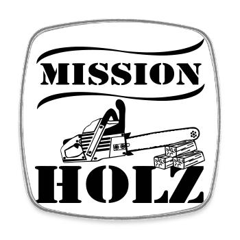 Motorsäge , Kaminholz , Mission Brennholz(25) - Viereckiger Kühlschrankmagnet - Weiß - Vorne