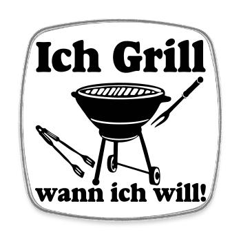 Grillkönig,Grillen,BBQ , Ich Grill (25) - Viereckiger Kühlschrankmagnet - Weiß - Vorne