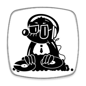 the Mole as a DJ - Square fridge magnet - white - Front
