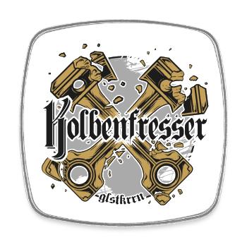 zerstörter Kolben Tuning Schrauber Automotive - Viereckiger Kühlschrankmagnet - Weiß - Vorne