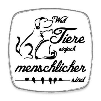 Tiere Menschen Tierfreund Tierschutz Geschenk - Viereckiger Kühlschrankmagnet - Weiß - Vorne
