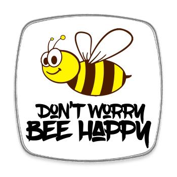 bee happy - Viereckiger Kühlschrankmagnet - Weiß - Vorne
