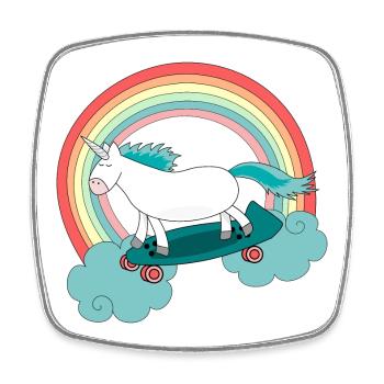 Unicorn with skateboard - Magnet carré - blanc - Devant