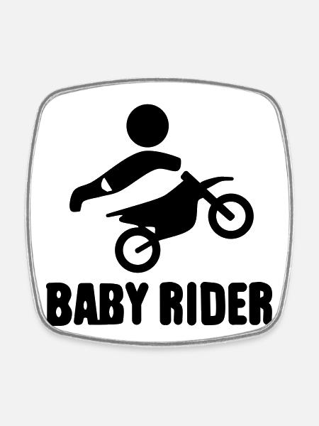 Baby Rider  - Viereckiger Kühlschrankmagnet - Weiß
