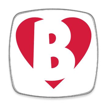 Herz B - I love B - Buchstabe B - Viereckiger Kühlschrankmagnet - Weiß - Vorne