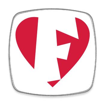 Heart F - I love F - Square fridge magnet - white - Front