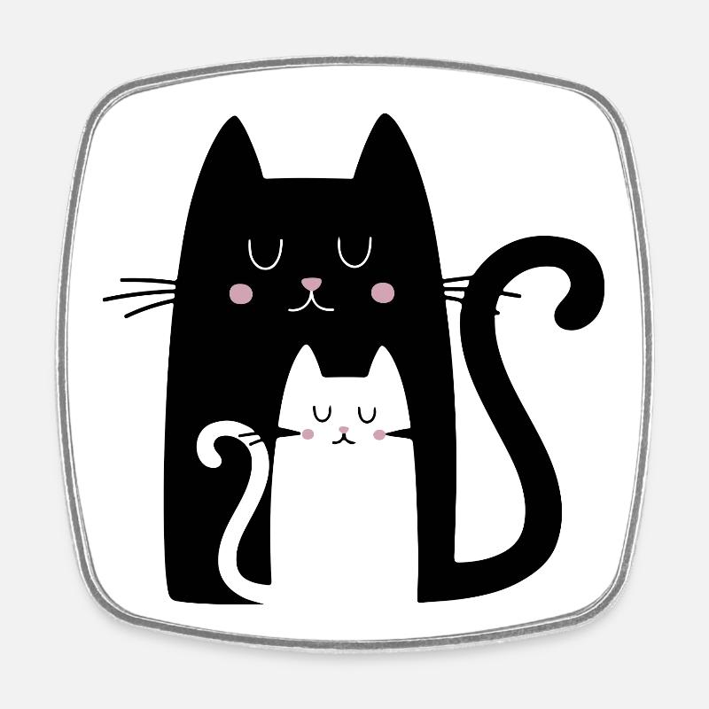 Chatons - Magnet carré - blanc