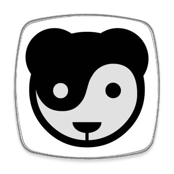 yin yang panda teddy - Magnet carré - blanc - Devant