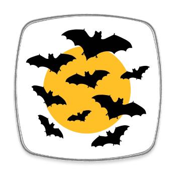 Bats & Moon - Square fridge magnet - white - Front