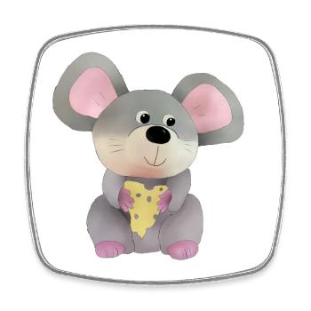 Maus mit Käse - Viereckiger Kühlschrankmagnet - Weiß - Vorne