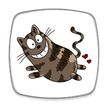 Lustige Katze pupst Herzen - Katzen - Geschenk - Viereckiger Kühlschrankmagnet - Weiß - Vorne