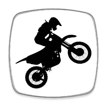 Image du pilote de motocross # - Magnet carré - blanc - Devant