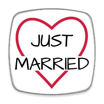 Just married Herz Hochzeit Partnerlook - Viereckiger Kühlschrankmagnet - Weiß - Vorne