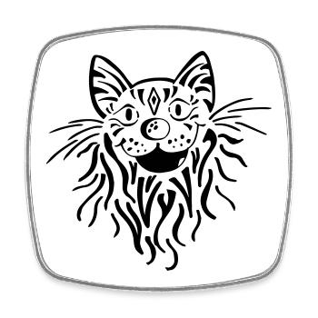 Getigerter Katzenkopf - Katze - Tiger - Kater - Viereckiger Kühlschrankmagnet - Weiß - Vorne