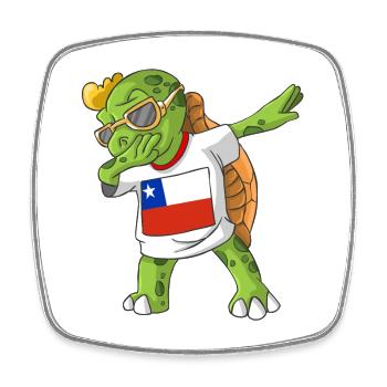 Chile Dabbing Schildkröte - Viereckiger Kühlschrankmagnet - Weiß - Vorne
