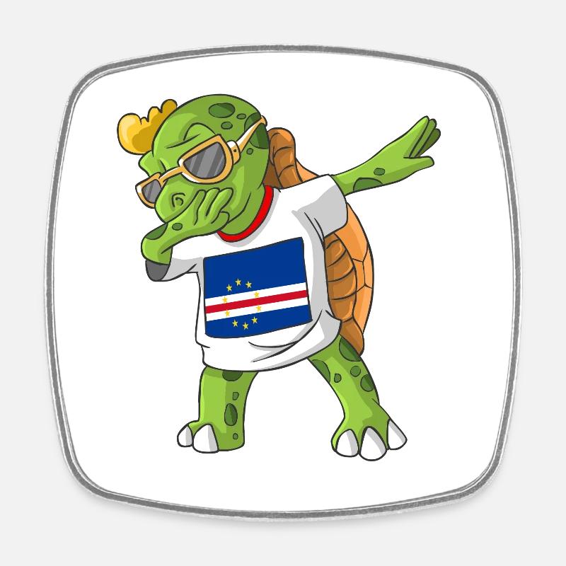 Cabo Verde Dabbing turtle - Square fridge magnet - white