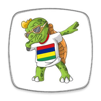 Mauritius Dabbing Schildkröte - Viereckiger Kühlschrankmagnet - Weiß - Vorne