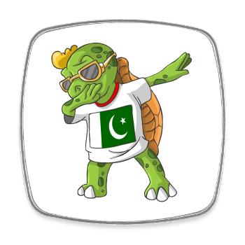 Pakistan Dabbing turtle - Square fridge magnet - white - Front