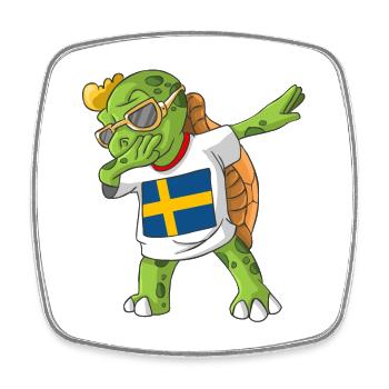 Schweden Dabbing Schildkröte - Viereckiger Kühlschrankmagnet - Weiß - Vorne