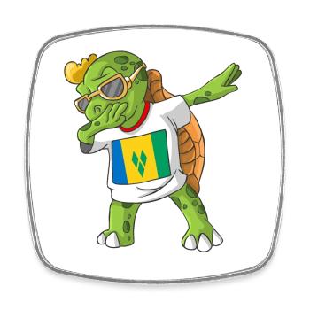 St. Vincent and the Grenadines Dabbing turtle - Square fridge magnet - white - Front