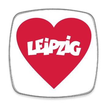 I Love Leipzig - Viereckiger Kühlschrankmagnet - Weiß - Vorne