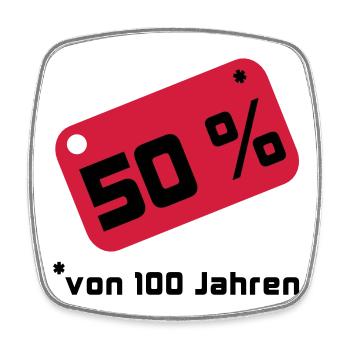 50% ... 100 years - Square fridge magnet - white - Front