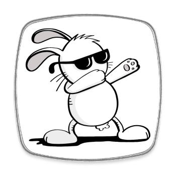 Cooler Dab Dance Hase - Dabbing Osterhase - Viereckiger Kühlschrankmagnet - Weiß - Vorne