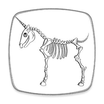 Einhorn Skelett - Einhörner - Fabelwesen - Comic - Viereckiger Kühlschrankmagnet - Weiß - Vorne