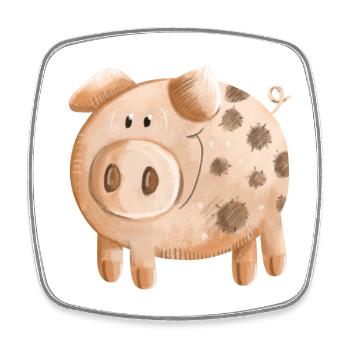 Little pink piggy - pig - piglet - Square fridge magnet - white - Front