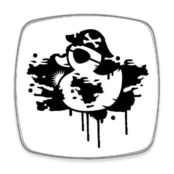 Piraten Gummi Ente mit einem Piraten Hut und - Viereckiger Kühlschrankmagnet - Weiß - Vorne
