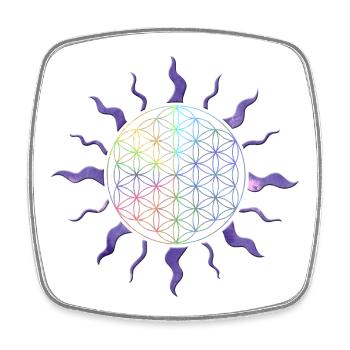 Blume des Lebens Sonne Mandala Regenbogen - Viereckiger Kühlschrankmagnet - Weiß - Vorne