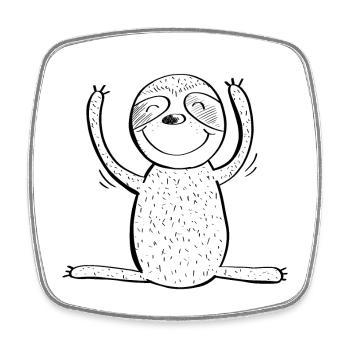 Happy Faultier - Comic - Tiere - Viereckiger Kühlschrankmagnet - Weiß - Vorne