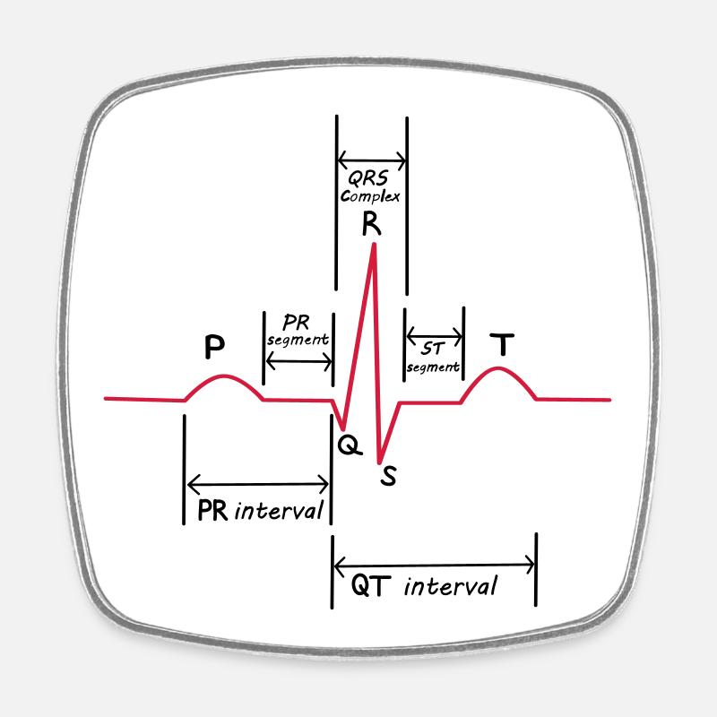 Ecg - Magnet carré - blanc