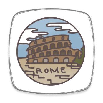 Rome (Italie) Illustration - Magnet carré - blanc - Devant
