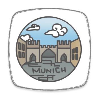 Munich Illustration - Square fridge magnet - white - Front