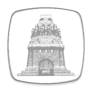 Völkerschlachtdenkmal Leipzig - Viereckiger Kühlschrankmagnet - Weiß - Vorne