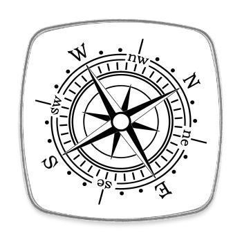 Kompass maritim Meer Navigation Nautik - Viereckiger Kühlschrankmagnet - Weiß - Vorne