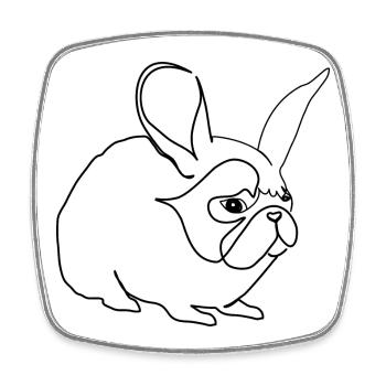 Mops Hase Pug Rabbit - Viereckiger Kühlschrankmagnet - Weiß - Vorne
