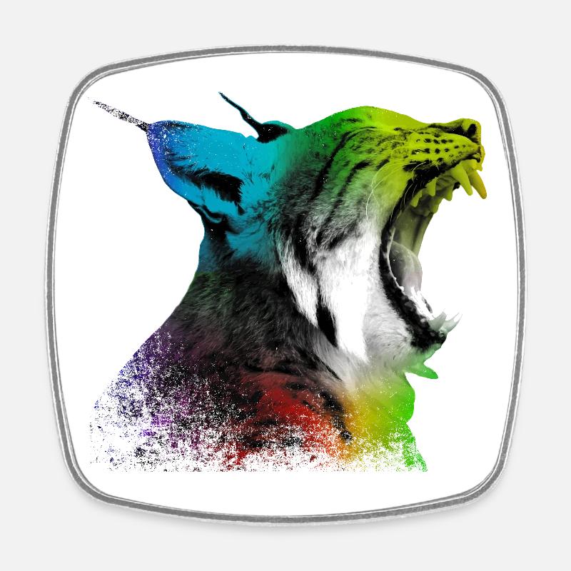 Lynx béant - Magnet carré - blanc
