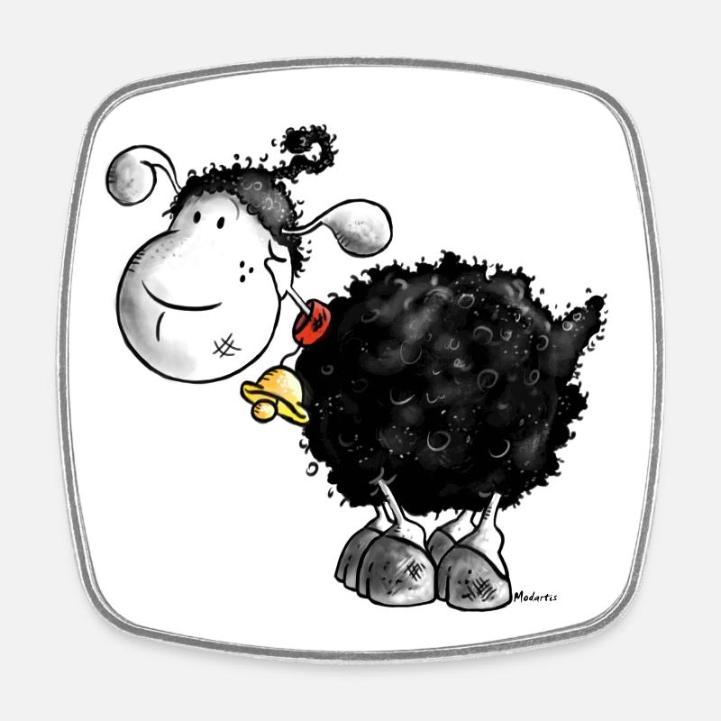 "Woolly Wool" - sheep t-shirt design - Square fridge magnet - white