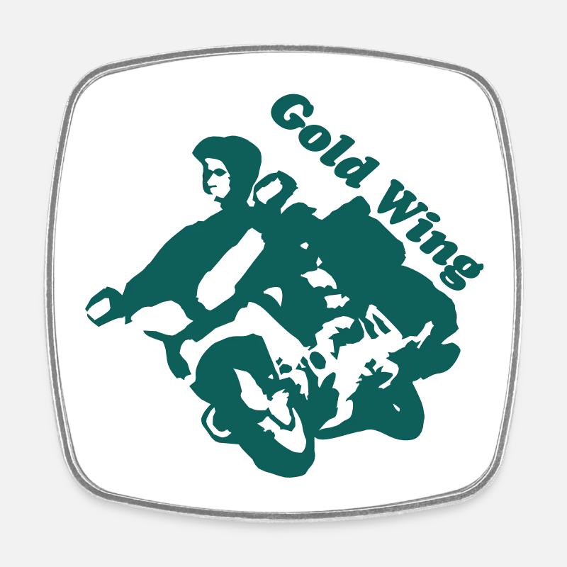 Bikerwing_schrift - Viereckiger Kühlschrankmagnet - Weiß